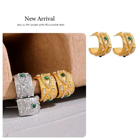 Anthro 18k Gold Plated Eye Hoop Earrings - Picture 5 of 13